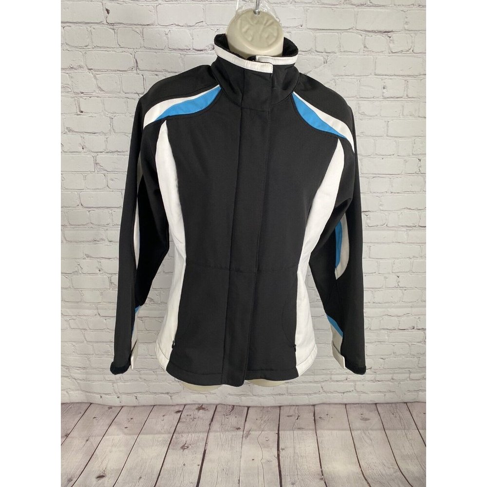 Predator Black White Blue Zip Off Hood High Neck Full Zip Jacket Women’s S